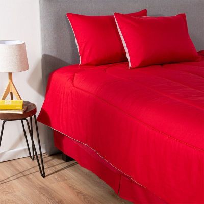 Imagen 2 del producto COMBO 41 PLUMON BICOLOR ROJO GRIS 2 PLAZAS