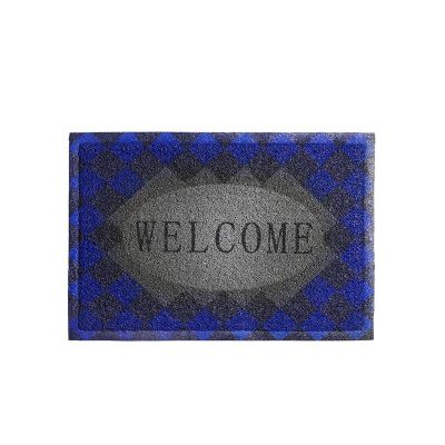 LIMPIAPIES WELCOME CUADROS AZUL GRIS 60x40 cm ARTHOME