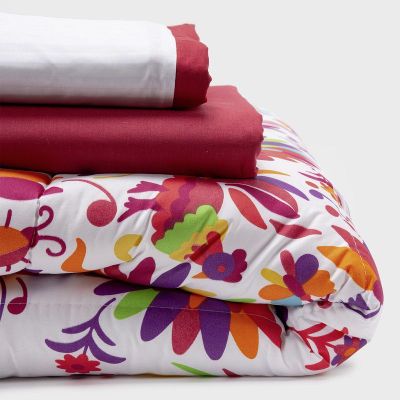 COMBO 10 PLUMON MEXICO REVERSIBLE ROJO 1.5 PLAZAS