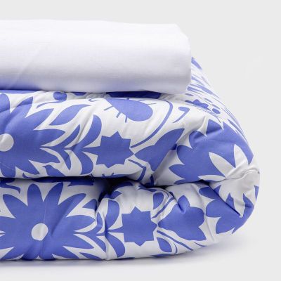 COMBO 40 PLUMON MEXICO REVERSIBLE AZUL 2 PLAZAS