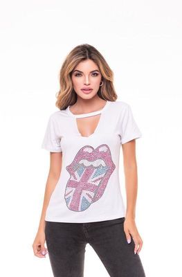 Imagen 2 del producto POLERA CHOKER PEDRERIA ROLLING ENGLAND WHITE RC4
