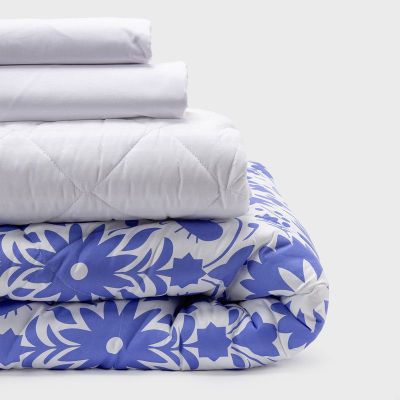 COMBO 45 PLUMON MEXICO REVERSIBLE AZUL 2 PLAZAS