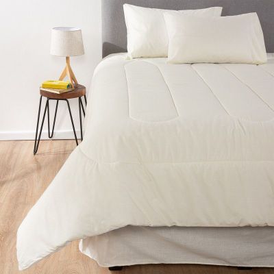 PLUMON BICOLOR ARTHOME BEIGE BLANCO 2 PLAZAS