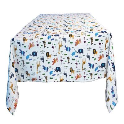 Mantel Cuadrado animalitos fondo blanco 150 cm x 150 cm