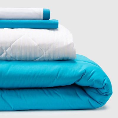 COMBO 54 PLUMON BICOLOR CELESTE AZUL 2 PLAZAS