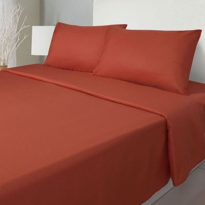 JUEGO DE SABANAS ARTHOME 2 PLAZAS TERRACOTA CON RELIEVE - MICROFIBRA 80G