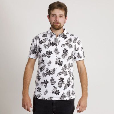 POLERA HOMBRE HAWAIANA MC CUELLO POLO BLANCA