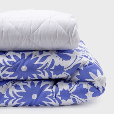 COMBO 46 PLUMON MEXICO REVERSIBLE AZUL 2 PLAZAS