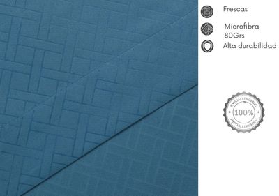 Imagen 2 del producto JUEGO DE SABANAS ARTHOME 1.5 PLAZA AZUL CON RELIEVE - MICROFIBRA 80G