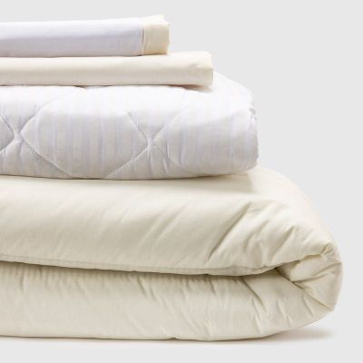 COMBO 72 PLUMON BICOLOR BEIGE BLANCO 2 PLAZAS