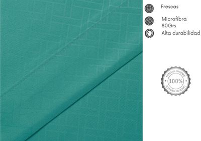 Imagen 2 del producto JUEGO DE SABANAS ARTHOME 1.5 PLAZAS TURQUESA CON RELIEVE - MICROFIBRA 80G