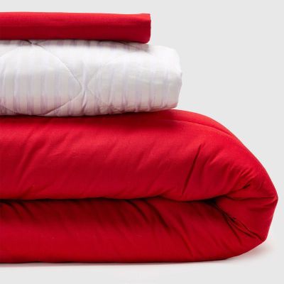 Imagen 2 del producto COMBO 4 PLUMON BICOLOR ROJO GRIS 1.5 PLAZAS