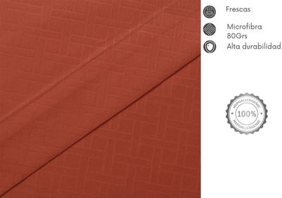 Imagen 2 del producto JUEGO DE SABANAS ARTHOME 1.5 PLAZAS TERRACOTA CON RELIEVE - MICROFIBRA 80G