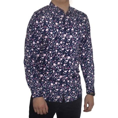 CAMISA FLOREADA DIABOLO SLIM FIT MANGA LARGA AZUL