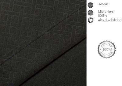 Imagen 2 del producto JUEGO DE SABANAS ARTHOME 2 PLAZAS NEGRA CON RELIEVE - MICROFIBRA 80G