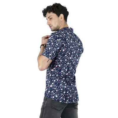 Imagen 2 del producto CAMISA FLOREADA DIABOLO SLIM FIT MANGA CORTA AZUL