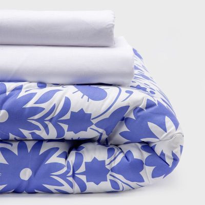 COMBO 42 PLUMON MEXICO REVERSIBLE AZUL 2 PLAZAS