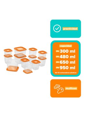 Imagen 2 del producto  Set Contenedores de Plástico Mademsa 12 Unidades 