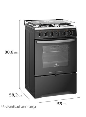 Imagen 2 del producto Cocina a Gas 4 Platos LimpiaFácil y Timer M 775 BT Negra