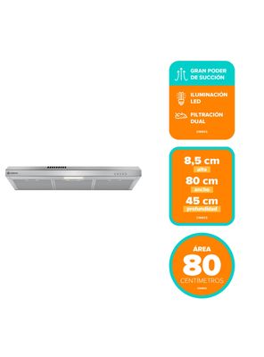 Imagen 2 del producto Campana de Cocina Extractora 80cm Gran Poder Succión DM8SS