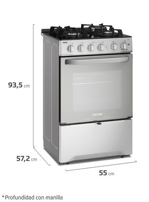 Imagen 2 del producto Cocina a Gas 4 Platos Fensa Cubierta Vidrio F 3000 RT Inox