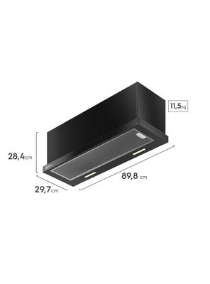 Imagen 2 del producto Campana Cocina Extractora Retráctil 90cm Luz LED DE9RI Negra 