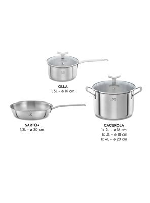 Imagen 2 del producto Batería de Cocina Electrolux 9 Pzs Acero Inoxidable