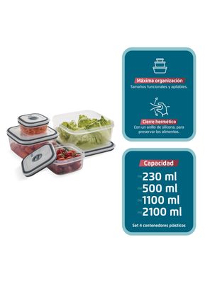 Imagen 2 del producto Set Contenedores de Plástico Herméticos Fensa 4 Unidades