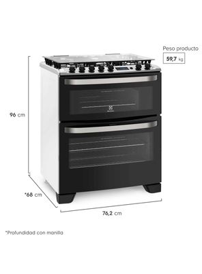 Imagen 2 del producto Cocina a Gas 5 Platos Doble Horno Timer Digital 76DBA Negra
