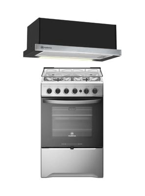 Kit Cocina A Gas 4 Platos Inox M 785 T + Campana MX 6270