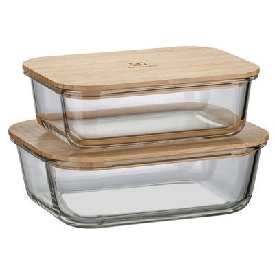 Imagen 1 del producto Set Contenedores de Vidrio Herméticos Tapa Bambú 2 Uds