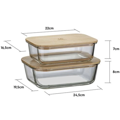 Imagen 2 del producto Set Contenedores de Vidrio Herméticos Tapa Bambú 2 Uds