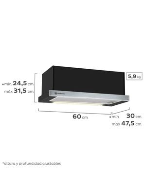 Imagen 2 del producto Campana de Cocina Extractora 60cm Retráctil Empotrable MX 6270