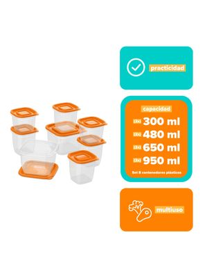 Imagen 2 del producto Set Contenedores Plástico Mademsa 8 Unidades