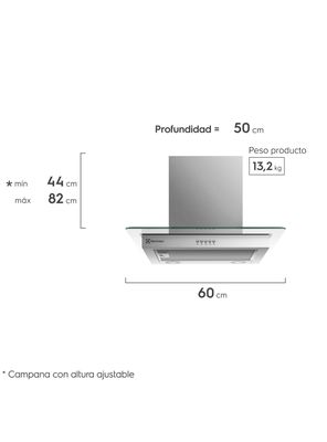 Imagen 2 del producto Campana Cocina Pared Decorativa 60cm Luz LED CE6VX Inox