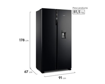 Imagen 2 del producto Refrigerador Fensa 529L No Frost Side By Side SFX530B Negro