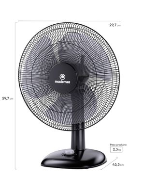 Imagen 2 del producto Ventilador Sobremesa Mademsa 40W 3 Velocidades 40,6 cm DFM16