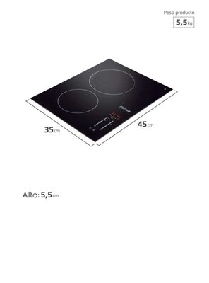 Imagen 2 del producto Encimera Eléctrica 2 Platos Fensa Vitrocerámica FEV 2T