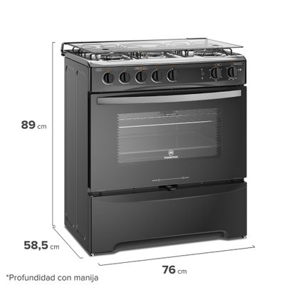 Imagen 2 del producto Cocina a Gas 5 Platos Mademsa Triple Llama M 940 T Negra