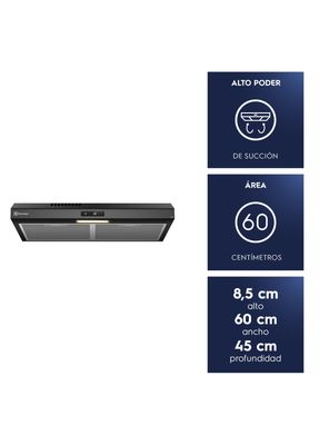 Imagen 2 del producto Campana de Cocina Extractora 60cm Alto Poder Succión DE6TB