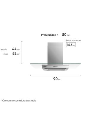 Imagen 2 del producto Campana Cocina Pared Decorativa 90cm Luz LED CE9VX Inox