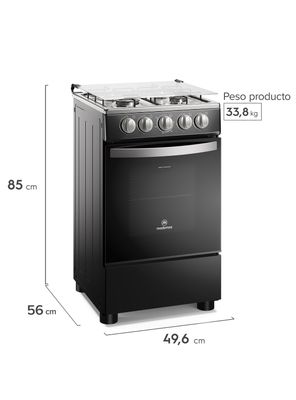 Imagen 2 del producto Cocina a Gas 4 Platos LimpiaFácil y Tapa Vidrio FM4LP Negra