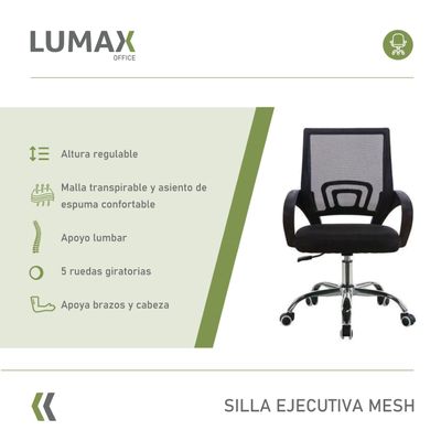 Imagen 2 del producto Silla Ejecutiva Escritorio Ezri Mesh Negro Muebles Metinca
