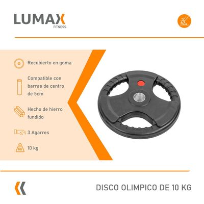 Imagen 2 del producto Disco Olimpico 10 Kg con asas recubierto en goma