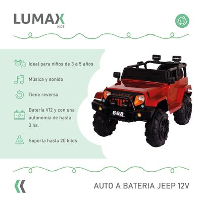 Imagen 2 del producto Auto A Bateria Jeep 12v Control Rojo