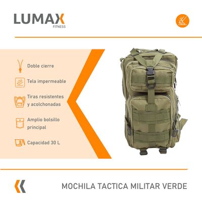 Imagen 2 del producto Mochila Tactica Militar Camping 30 Litros Verde