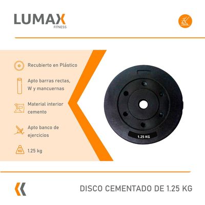 Imagen 2 del producto Disco Cementado Para Barra Mancuernas O Banco 1,25kg