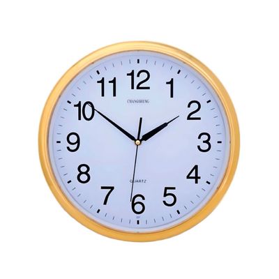 Reloj Analogico de Pared con Borde Cromado Dorado 30 cm