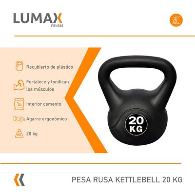 Imagen 2 del producto Pesa Rusa Kettlebell 20kg Entrenamiento Crossfit Fitness