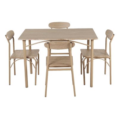 Juego Comedor Mesa + 4 Sillas Madera Champagne